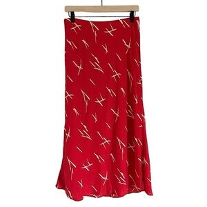 NWT Gilli Women’s Midi‎ Length Abstract Print Skirt Red White Orange Size Medium